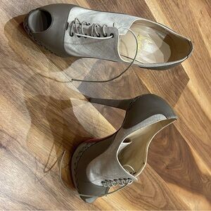 Elegant Gray Peep-Toe Heels